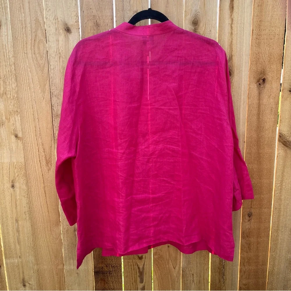 Eileen Fisher Bright Fuchsia Linen Button-Down Tunic 1X - Picture 5 of 5